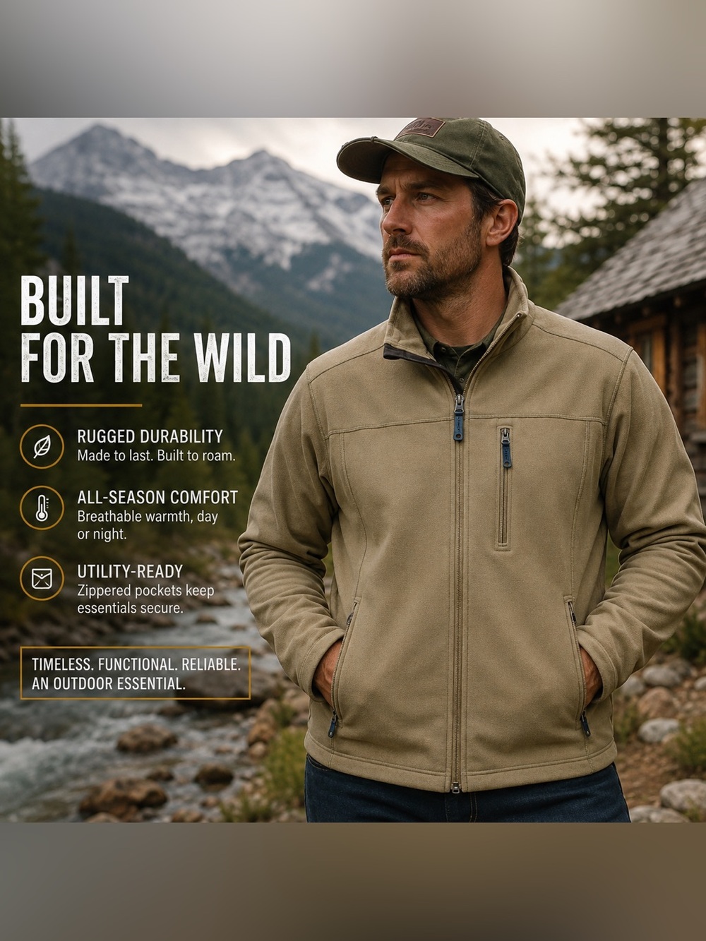 Filson Men’s XL Made in Canada Tan Fleece Full Zip Outdoor Performance Jacket